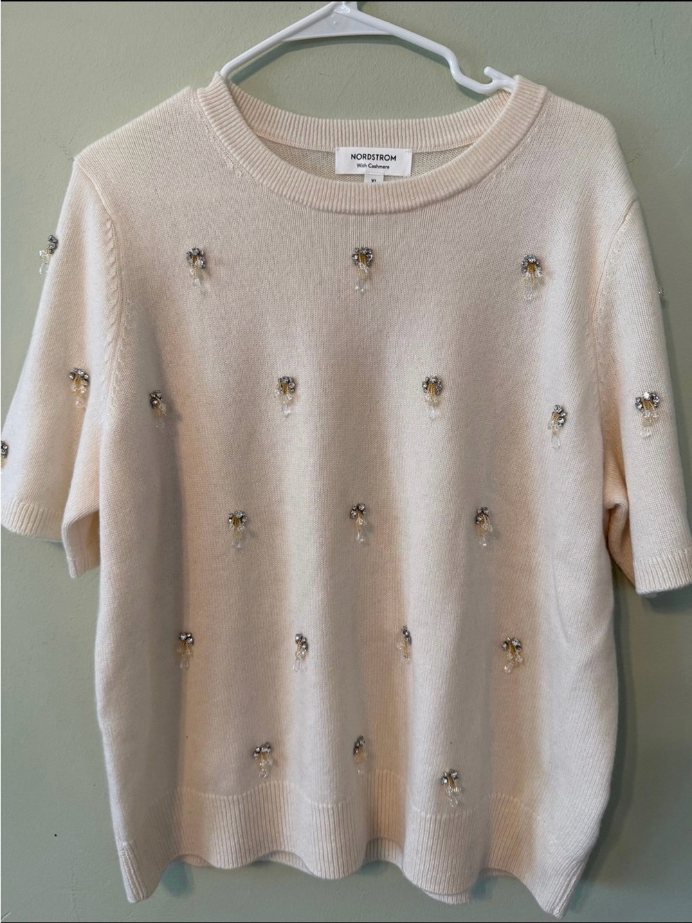 Nordstrom Cream Cashmere-Wooli Blend Pullover Sweater